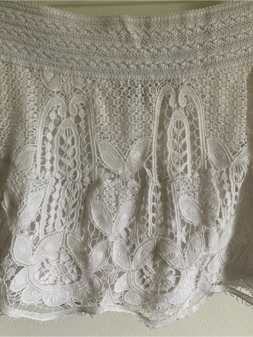 Generation Love Sonali Macrame Lace Mini Skirt, Cotton, Stark White, Medium
